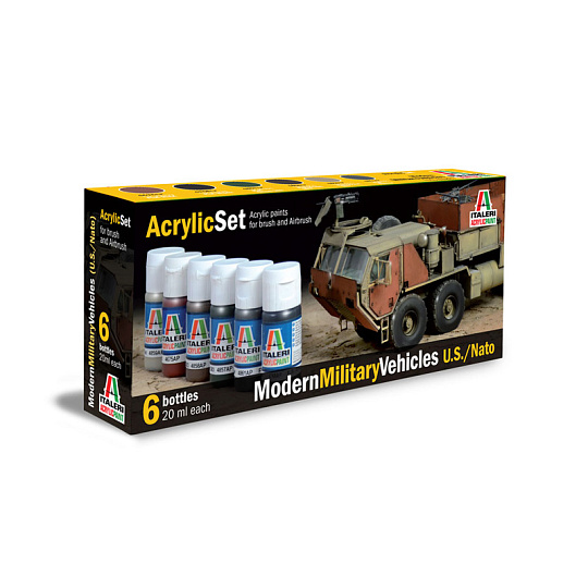Italeri Sada akrylových barev 442AP - MODERN MILITARY VEHICLES (U.S./N.A.T.O.) 6 ks