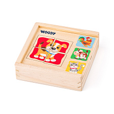 Woody Minipuzzle - Zvířátka v dř. krabičce