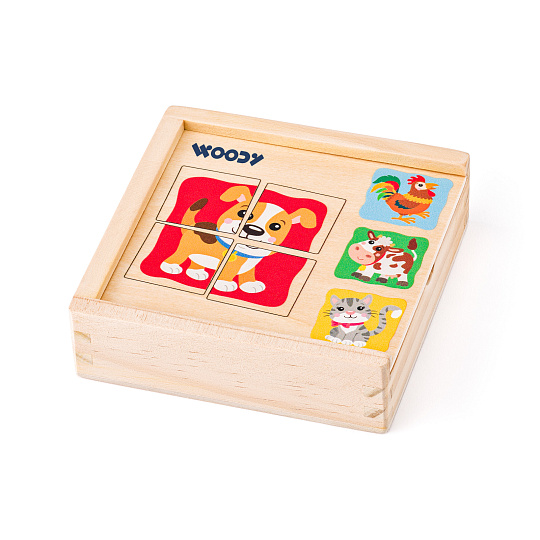 Woody Minipuzzle - Zvířátka v dř. krabičce