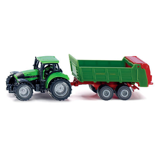 SIKU 1673 Blister - Traktor s univerzální vlečkou