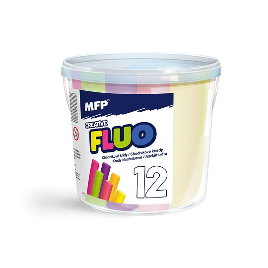 MFP Rappa Křídy M chodníkové fluo kulaté 12 ks mix barev - kyblík