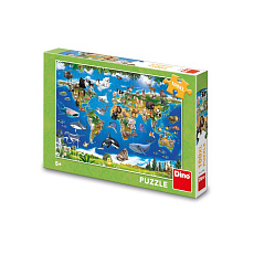 Dino MAPA ZVÍŘAT 100 XL Puzzle Dino MAPA ZVÍŘAT 100 XL Puzzle