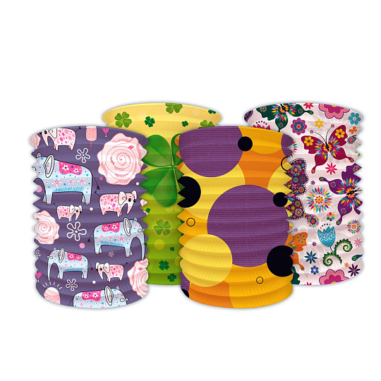 Lampion válec průměr 15cm v sáčku (bez hůlky) 4 druhy karneval Lampion válec průměr 15cm v sáčku (bez hůlky) 4 druhy karneval