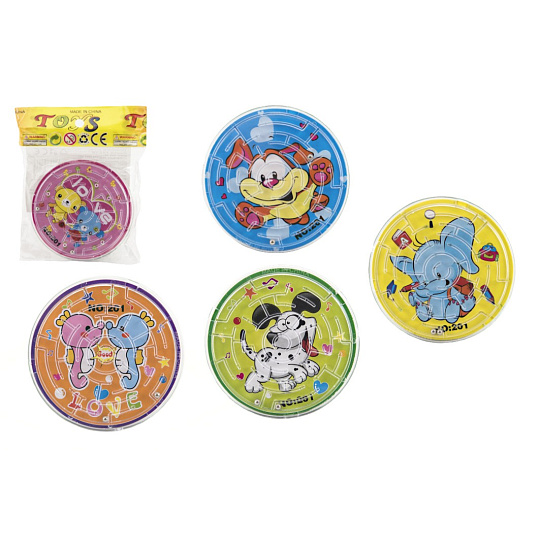 teddies Bludiště hlavolam s kuličkou plast 7cm, assort 6 barev