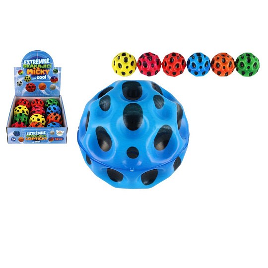 Teddies Míček extrémně skákací meteorit pěna 6cm 6 barev v sáčku 12ks v boxu Teddies Míček extrémně skákací meteorit pěna 6cm 6 barev v sáčku 12ks v boxu