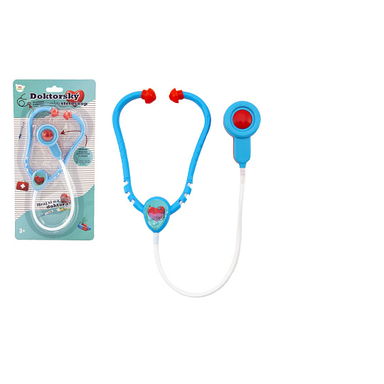 Doktor/lékař stetoskop plast 53cm na baterie se světlem se zvukem na kartě 17x34x3cm