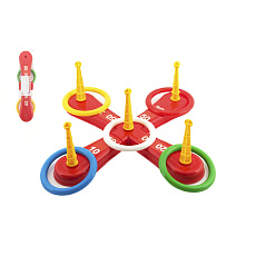 Teddies Házecí hra plast kříž s kruhy v síťce 46x12x8cm