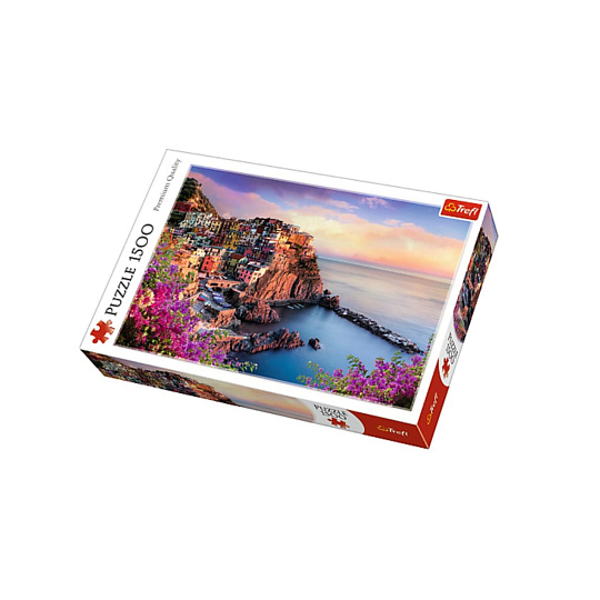 Puzzle Manarola, Itálie 85x58cm 1500 dílků v krabici 40x27x6cm