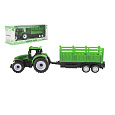 Teddies Traktor s vlekem plast 21cm na volný chod 2 barvy v krabičce 23x9x6cm
