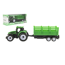 Teddies Traktor s vlekem plast 21cm na volný chod 2 barvy v krabičce 23x9x6cm