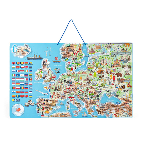 Woody Magnetická mapa EVROPY, společenská hra  3 v 1, ČJ
