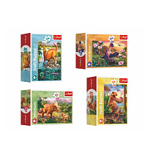 Trefl Minipuzzle 54 dílků Dinosauři 4 druhy v krabičce 9x6,5x4cm