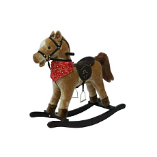 Teddies Kůň houpací hnědý plyš na baterie 71cm se zvukem a pohybem nosnost 50kg v krabici 62x56x19cm