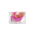 Teddies Miminko ve vaničce guma/plast s lahvičkou 10cm v plastové krabičce 13x9x6,5cm