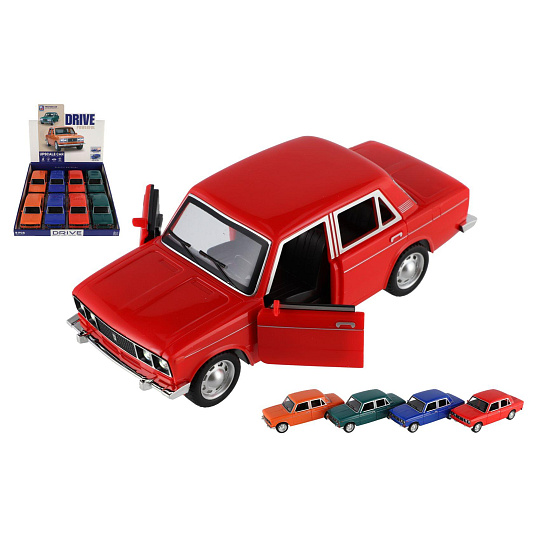 Teddies Auto retro plast 18cm na baterie se světlem se zvukem na setrvačník 4 barvy 8ks v boxu