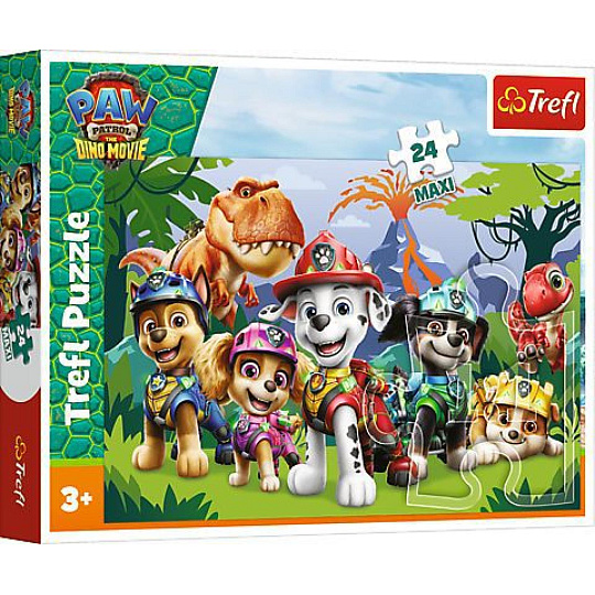 Trefl Puzzle Maxi 24 dílků Tlapková patrola/Paw Patrol Dino Movie:Prehistorické přátelství  60x40cm v krab