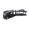 Bburago - STREET FIRE, Kamion s návěsem Multicar Carrier Scania 770S + Lamborghini Urus, 1:43