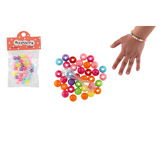 Teddies Korálky plastové barevné se šňůrkou 2 barvy v sáčku 6,5x11x1cm