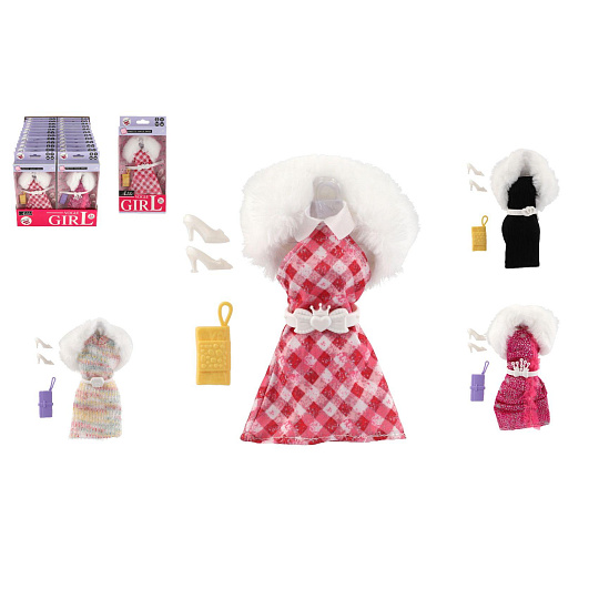 Teddies Šaty/Oblečky s doplňky na panenky mix druhů v krabičce 11x23cm Teddies Šaty/Oblečky s doplňky na panenky mix druhů v krabičce 11x23cm