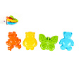 Teddies Formičky Bábovky na písek plast zvířátka 3 druhy v síťce 12x10x8cm 12m+