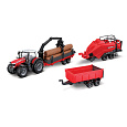 Bburago - FARMLAND, Set Massey Ferguson 8740S se třemi přívěsy, 10 cm