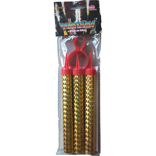 Rappa Fontána párty zlatá s držákem na láhev 40 sek 12 cm 3 ks