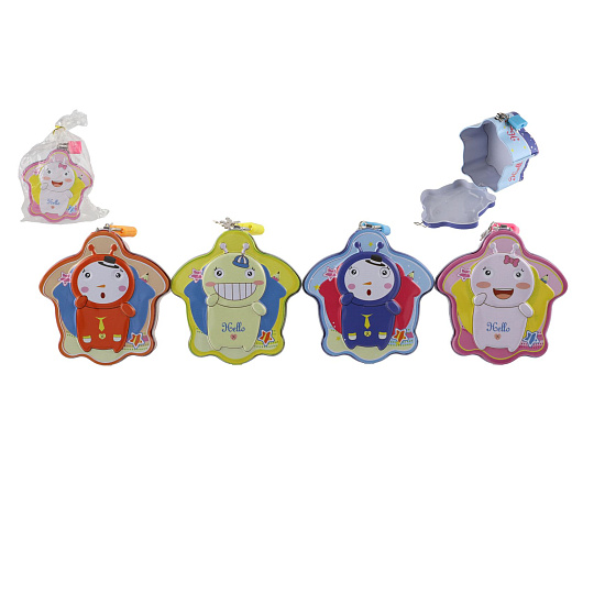 Teddies Pokladnička plechová se zámkem 10x6cm 4 barvy