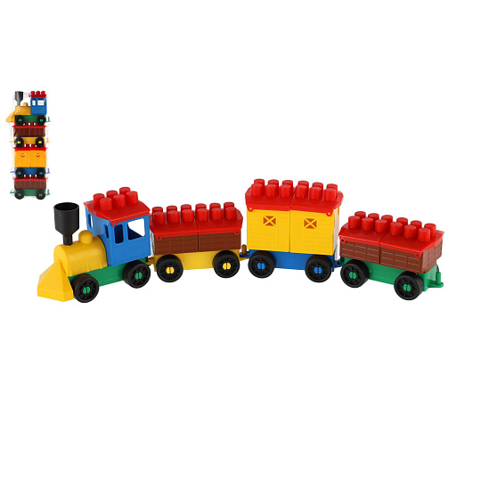 LORI Stavebnice LORI 6 vlak+ 3 vagónky plast v sáčku 9x29x5cm