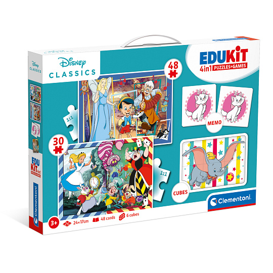 Clementoni EDUkit - Disney Classics 4v1 (pexeso, 48 + 30 puzzle, 6 kostek) Clementoni EDUkit - Disney Classics 4v1 (pexeso, 48 + 30 puzzle, 6 kostek)
