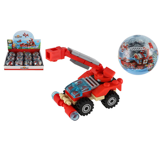 Teddies Stavebnice zásahová vozidla hasiči plast 7cm mix druhů v plastové kouli