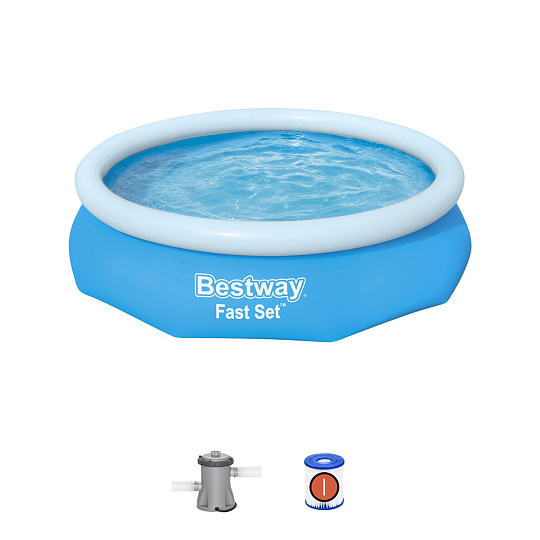 Bestway Nadzemní bazén kruhový Fast Set, kartušová filtrace, průměr 3,05m, výška 76cm