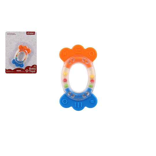Teddies Chrastítko/Kousátko ovál plast/silikon 11cm na kartě 0m+
