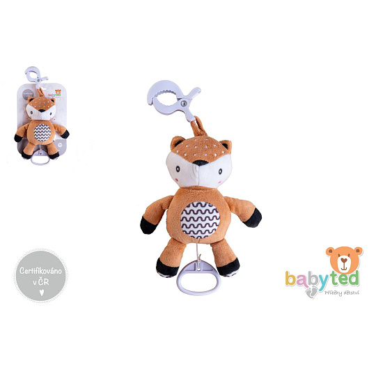 Srneček babyted natahovací hrací strojek plyš 30cm závěs na postýlku/kočárek  na kartě v sáčku 0m+