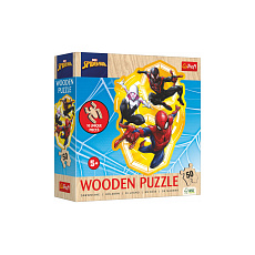 Puzzle dřevěné nepravidelné tvary Spiderman 50 dílků 19,7x26,6cm v krabici 20x20x6cm