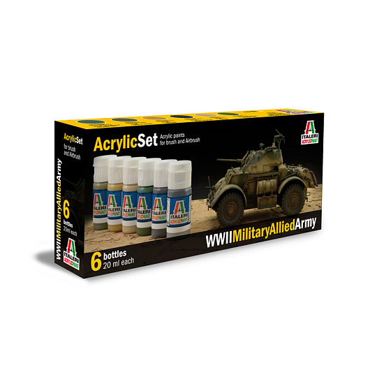 Italeri Sada akrylových barev 440AP - WWII MILITARY ALLIED ARMY 6 ks