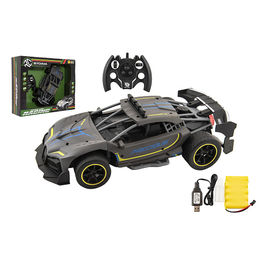 Auto RC Sport antracit vypouštějící páru 33cm plast 2,4GHz na bat.+dobíjecí pack v krabici 43x36x13