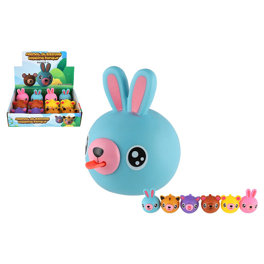 Teddies Zvířátko pískací s jazykem gumové 6cm 6 druhů