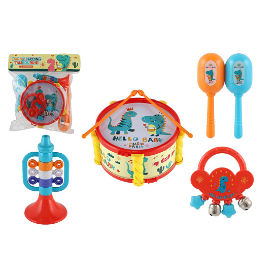 Hudební nástroje/sada plast 5ks v krabici 2 barvy v sáčku 27,5x28cm 3m+ Hudební nástroje/sada plast 5ks v krabici 2 barvy v sáčku 27,5x28cm 3m+