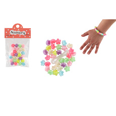 Teddies Korálky plastové kytičky se šňůrkou 2 druhy v sáčku 6,5x11x1cm