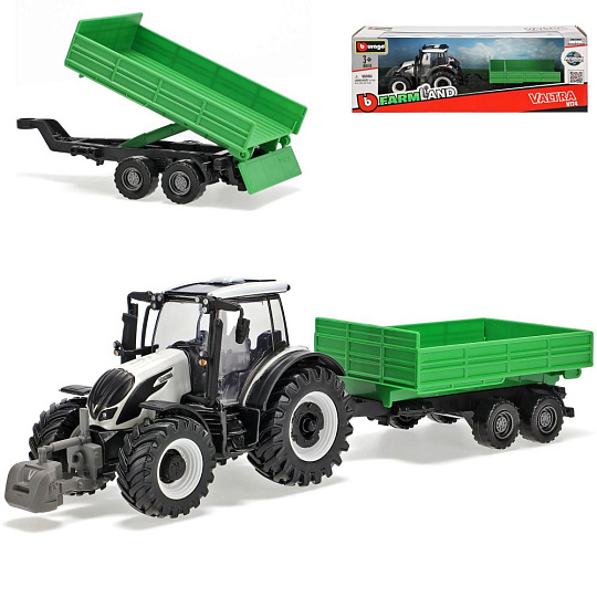 Bburago Farm 10cm Tractor with Trailer - Valtra N174 - Tipping Trailer Bburago Farm 10cm Tractor with Trailer - Valtra N174 - Tipping Trailer