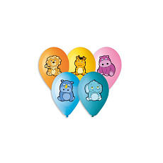 Balonek/Balonky nafukovací 5ks s potiskem zvířátka 11-12'' průměr 28-30cm v sáčku