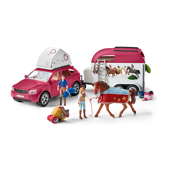 Schleich 42535 Dobrodružné auto s přívěsem a koněm Schleich 42535 Dobrodružné auto s přívěsem a koněm
