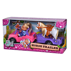Simba Evi Love Simba Panenka Evička s džípem a přívěsem pro koně, vč. příslušenství
