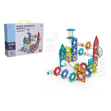 Kuličková dráha magnetická plast 74ks s doplňky v krabici 31x25x8cm