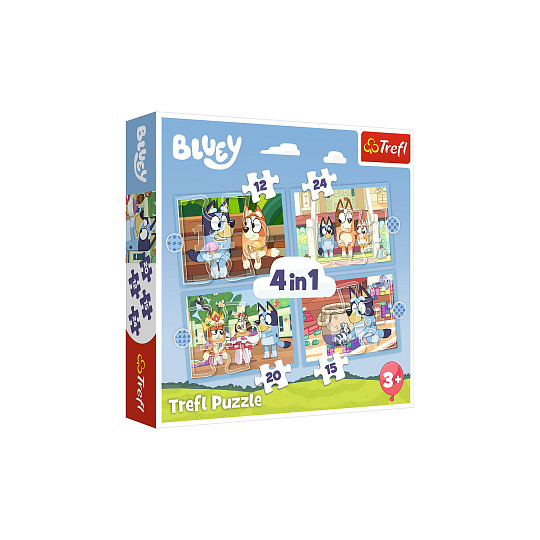 Puzzle 4v1 Bluey a jeho svět 28,5x20,5cm v krabici 28x28x6cm Puzzle 4v1 Bluey a jeho svět 28,5x20,5cm v krabici 28x28x6cm