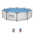 Bestway Nadzemní bazén kulatý Steel Pro MAX, kartušová filtrace, průměr 3,05m, výška 76cm