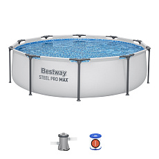 Bestway Nadzemní bazén kulatý Steel Pro MAX, kartušová filtrace, průměr 3,05m, výška 76cm