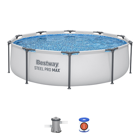 Bestway Nadzemní bazén kulatý Steel Pro MAX, kartušová filtrace, průměr 3,05m, výška 76cm