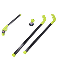 Hokejka pozemní 2ks plast 83cm + florbalový míček +plastový puk v síťce