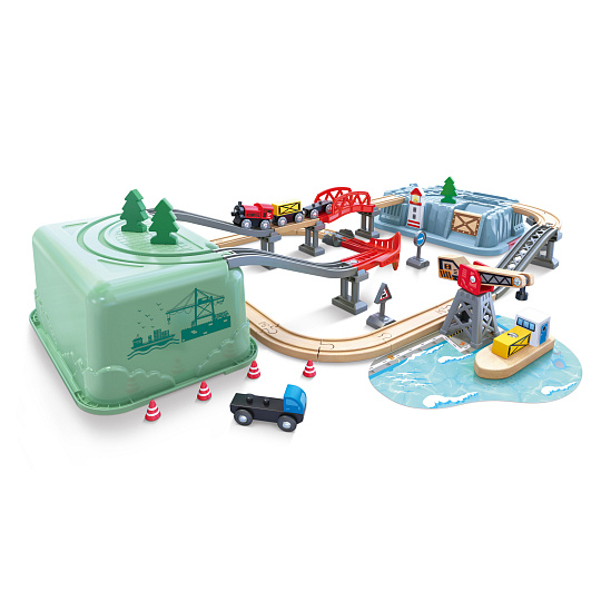 Hape Vláčkodráha set v boxu - Přístaviště